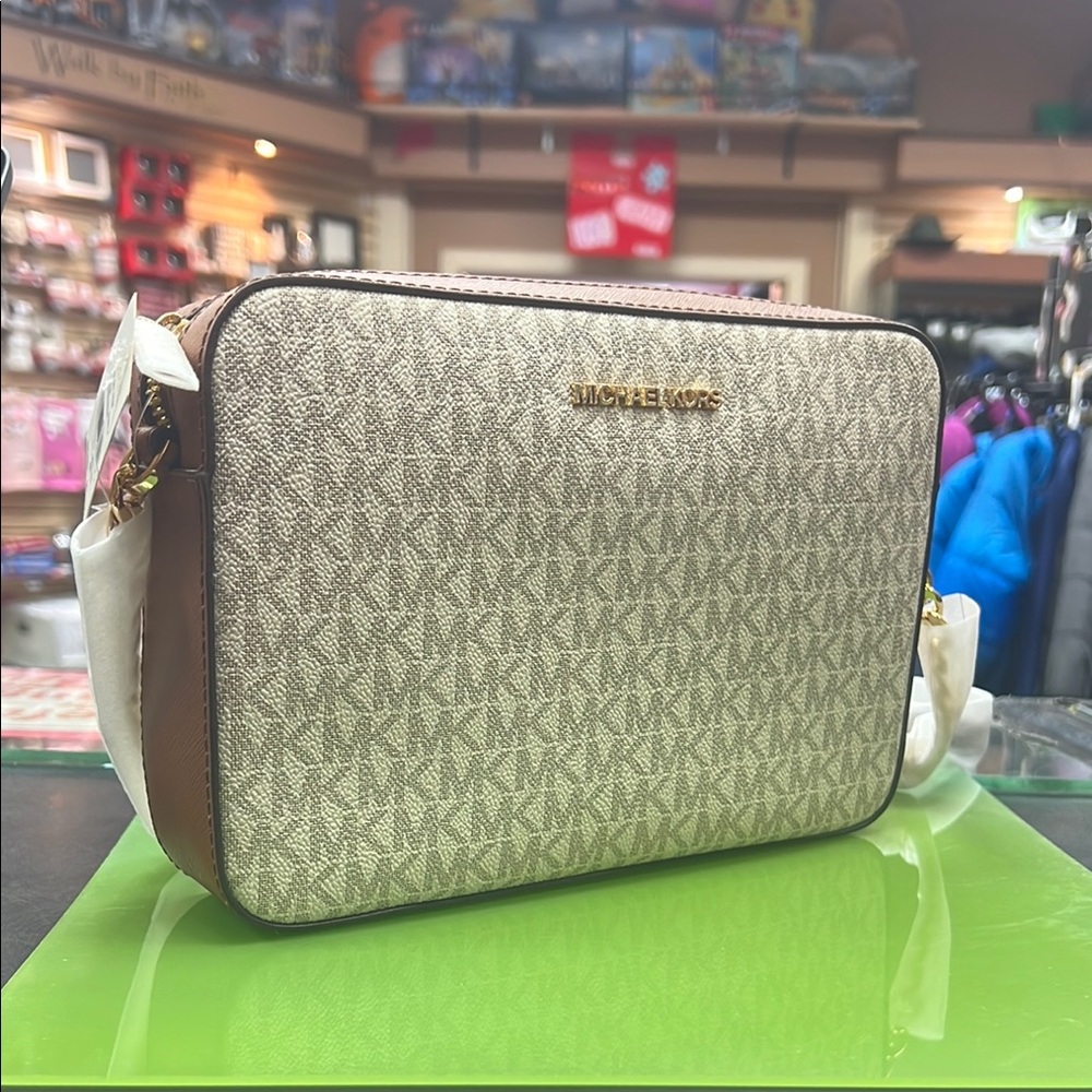 Michael Kors Brown and Cream Crossbody Bag